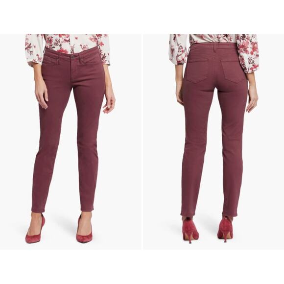 NYDJ Sheri Slim Ankle Jeans Dark Cherry Lift Tuck Stretch 10 Casual - Picture 1 of 10